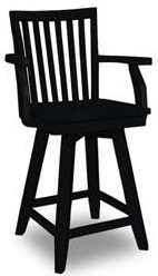 #6137 (24" Mission Swivel Counter Stool w/ Arms and Wood Seat)