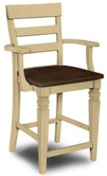 #6292 (24" Java Arm Stool w/ Wood Seat)